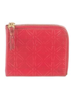 Comme Des Garcons Embossed Red Patterned Zip Around Wallet
